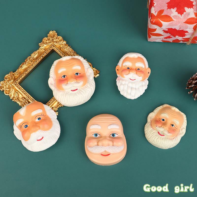 Mainan Dekorasi Rumah boneka Santa Claus, masker wajah penuh Mini boneka rumah Natal, boneka Santa Claus, rambut jenggot, kartun lucu