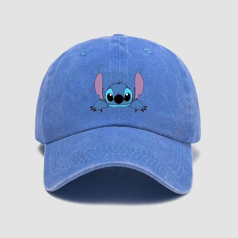 Topi kasual Disney Stitch topi bisbol tokoh Anime lucu topi matahari Snapback dapat diatur topi runcing hadiah anak-anak uniseks