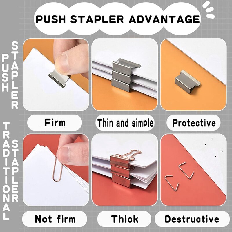2X Office Supplies Push Stapler School Supplies For College Students Mini Stapler Staplers For Desk Small Stapler Set