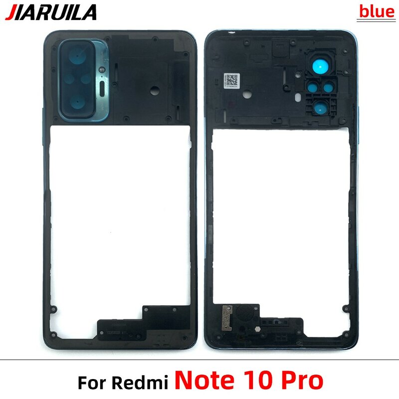 Casing penutup baterai kaca, pelindung pintu belakang kaca untuk Xiaomi Redmi Note 10 Pro + bingkai tengah pengganti Redmi Note10 Pro