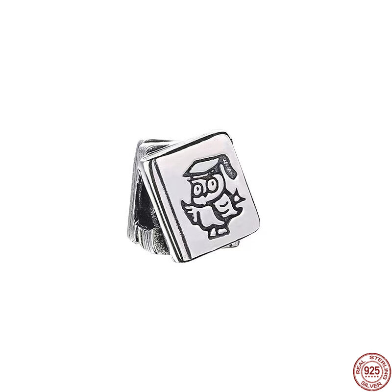 Sell Well 925 Sterling Silver Wise Owl Graduation Music Art Book Dangle Charm Beads Fit Original Pandora Bracelet Jewelry Gift