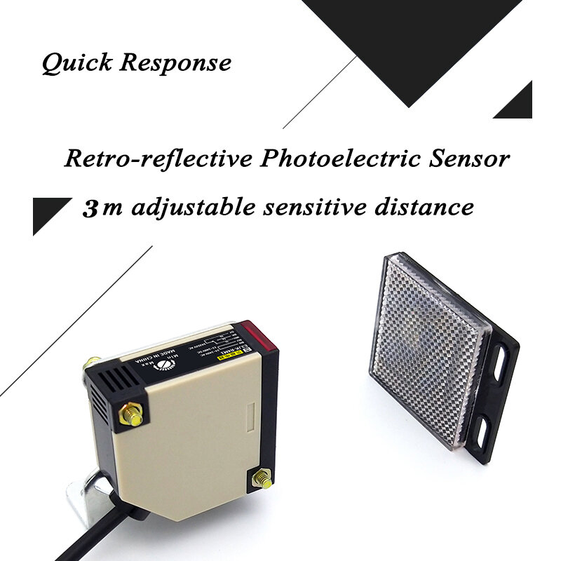 Светоотражающий фотоэлектрический датчик 3m NO NC, датчик движения, датчик приближения, сигнализация безопасности