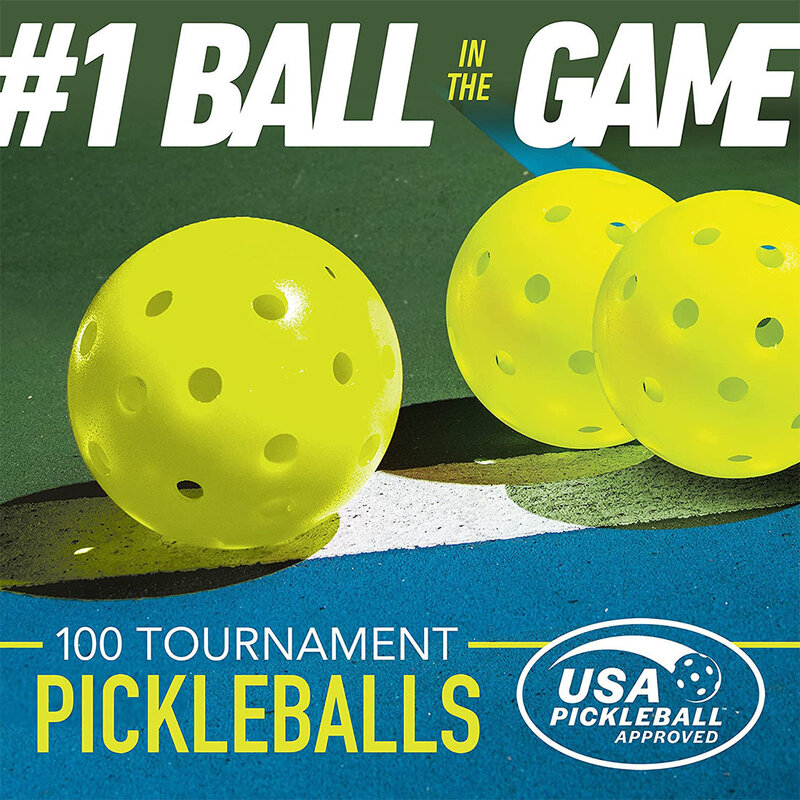 Pickleball Set bola pikleball luar ruangan 74mm 40 lubang, bola sepak bola untuk latihan olahraga picleball standar 6 buah/tas
