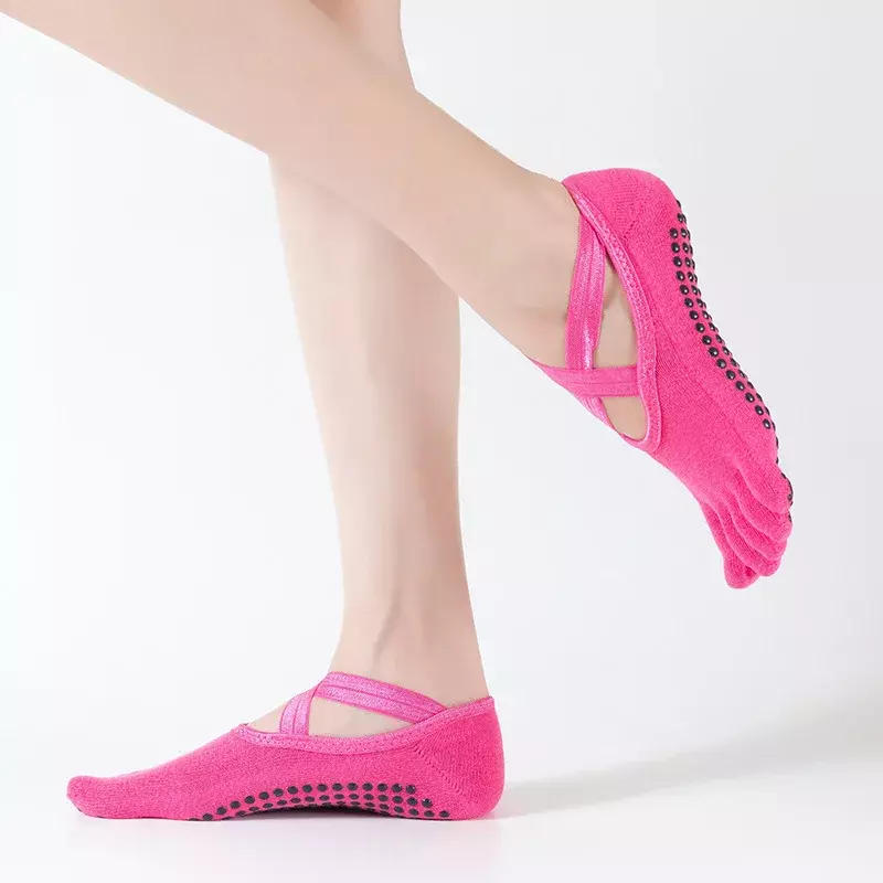 Chaussettes de yoga coordonnantes pour femme, chaussons à cinq orteils, chaussettes de compression pour femme, danse au talon de ballet, pilates, sport