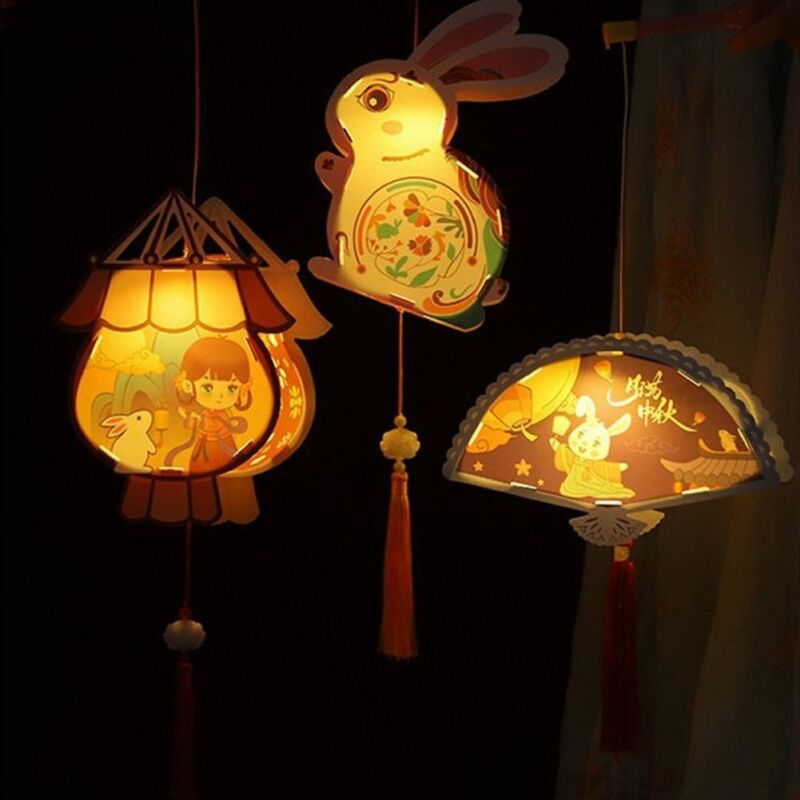 โคมไฟแขวนสร้างสรรค์รูปกระต่ายโคมไฟแบบถือกลางฤดูใบไม้ร่วงทำด้วยมือโคมไฟแบบถือเทศกาล