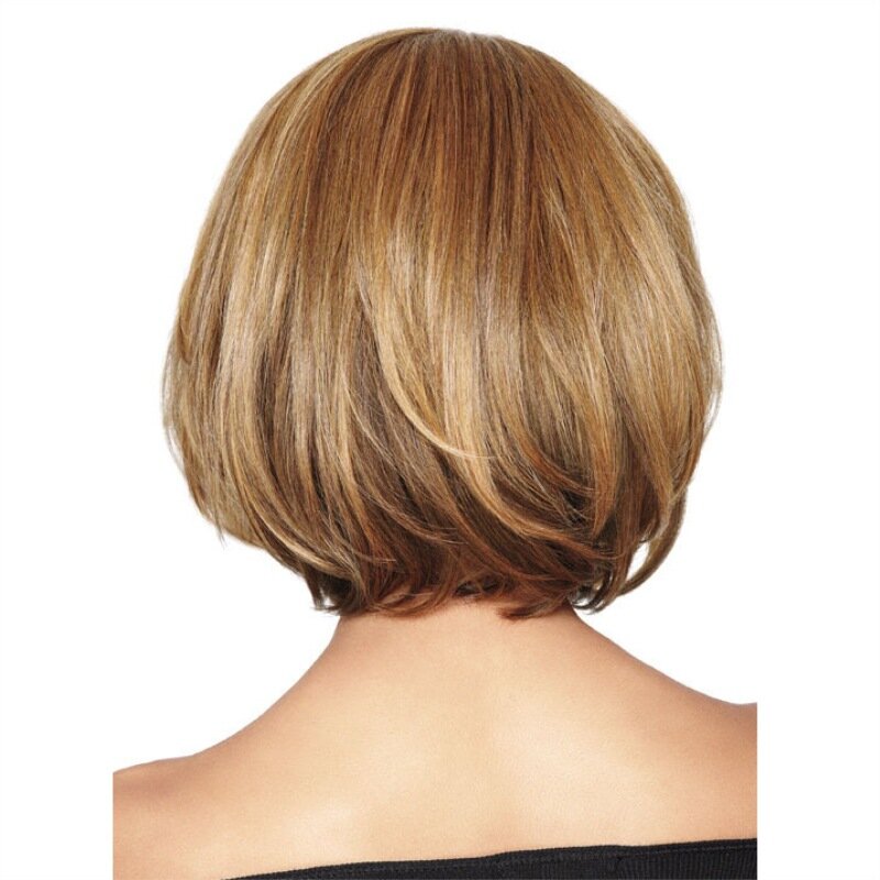 Натуральный коричневый смешанный золотой волнистый парик, модные светлые термостойкие синтетические Короткие парики Bobo для женщин