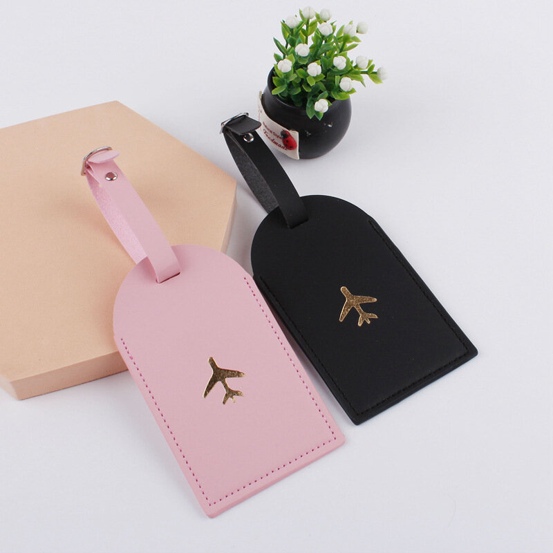 Men Women PU Leather Cute Luggage Tag Suitcase Address Label Baggage Boarding Bag Tag Name ID Address Holder Travel Accessories