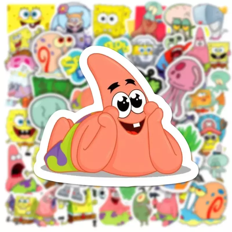 50pcs Variety of Cartoon and Anime Cute SpongeBob SquarePants Paistar Kids Waterproof Graffiti Stickers