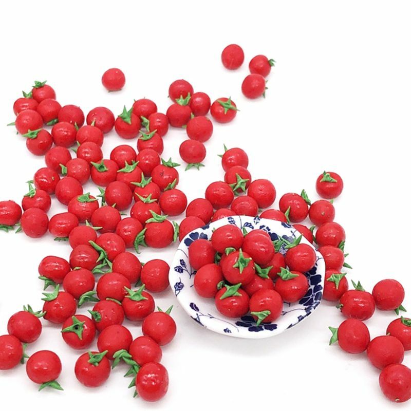 10 stuks 1:12 schaal poppenhuis hars kunstmatige nep miniatuur fruit tomaat keuken