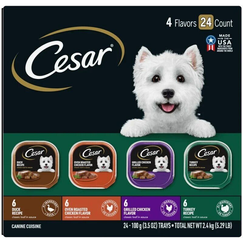 Набор для мокрого корма собак Cesar, лотки 3,5 унции (24 упаковки)