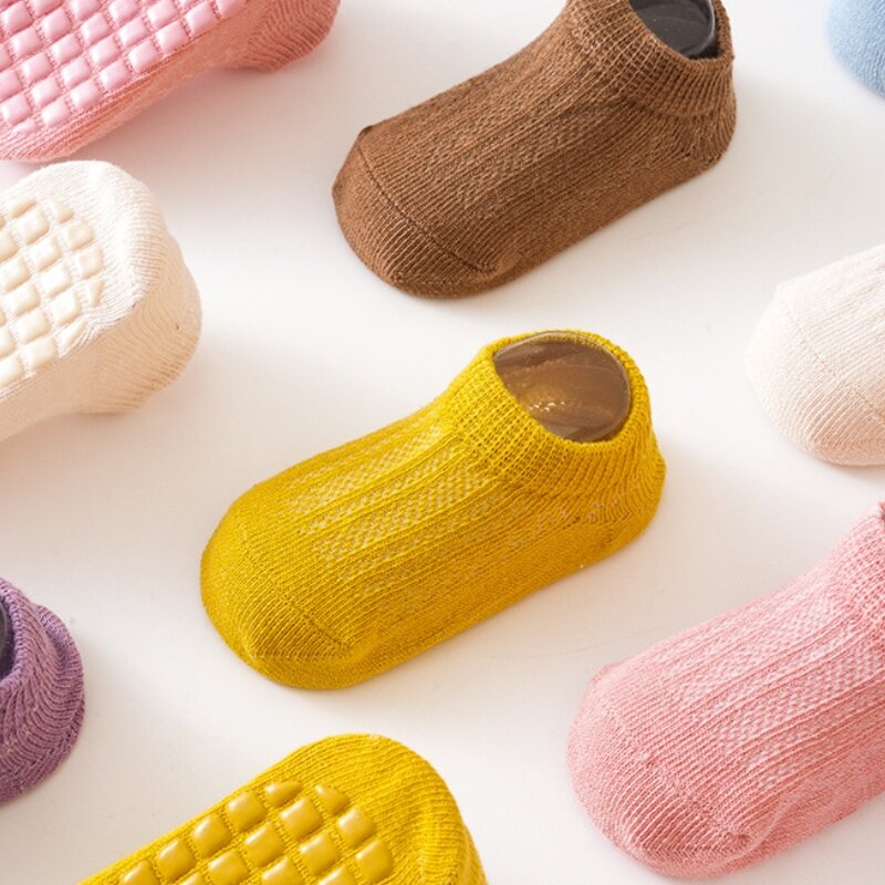Calcetines antideslizantes para bebé de 0 a 5 años, medias de malla fina, suaves y seguras, para verano
