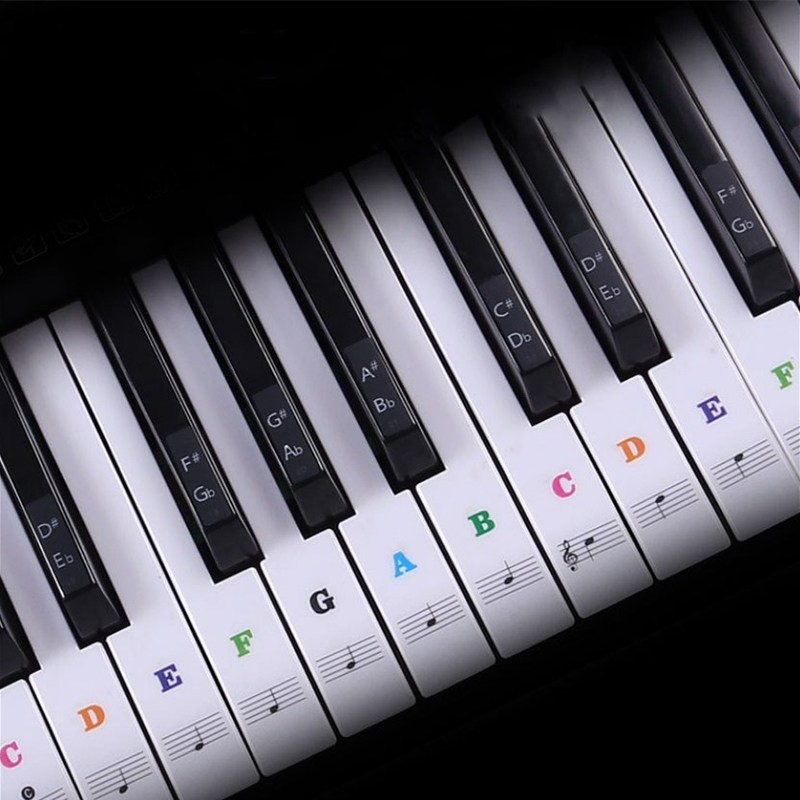 สติ๊กเกอร์คีย์บอร์ดเปียโนแบบโปร่งใส49/54/61/88คีย์รูปลอกโน้ตดนตรีแบบถอดออกได้สติกเกอร์สัญลักษณ์เปียโนอิเล็กทรอนิกส์