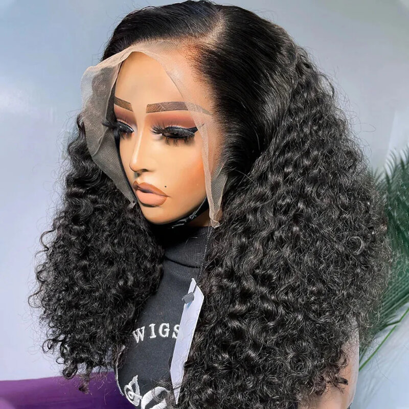 Perruque Bob Lace Closure Wig Brésilienne Remy Naturelle, Cheveux Courts Bouclés, 13x4, Pre-Plucked, 180% de Densité, pour Femme