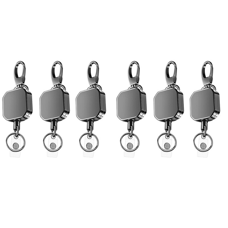 سلسلة مفاتيح معدنية قابلة للسحب للخدمة الشاقة ، مشبك بكرات شارة الحزام ، سلك أسلاك فولاذية مقوى ، ، ، 6 ×