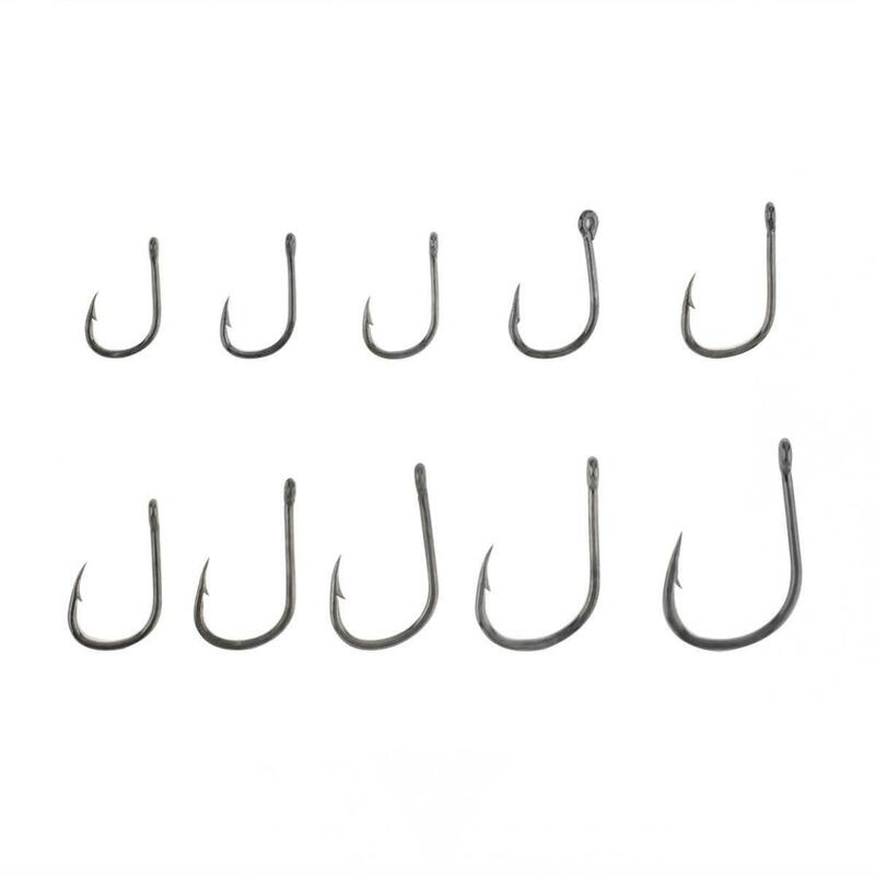 100pcs/lot Fishing Hook Set 3-12# High Carbon Steel Single High Carbon Steel Fishhooks Barbed Carp Hooks with Hole