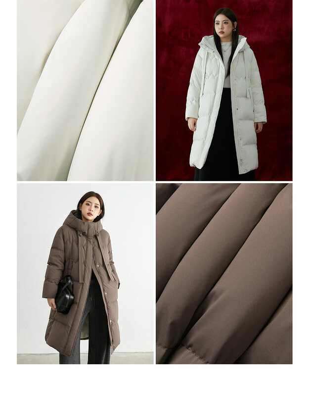 Piumino d'anatra bianco spesso piumino invernale con colletto alla coreana cappotto caldo di media lunghezza