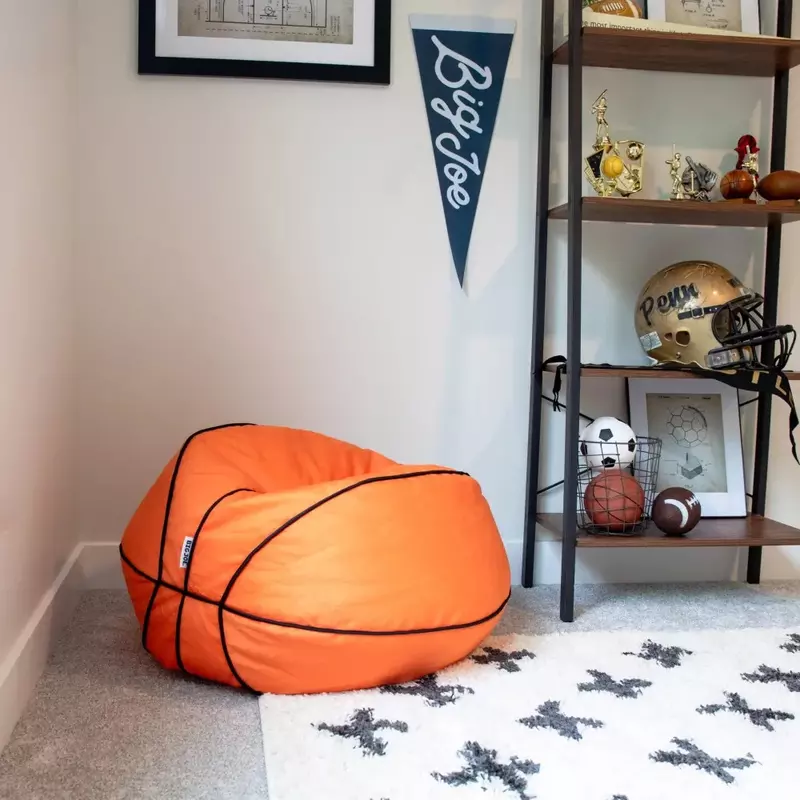 Sports Ball Bean Bag Chair, Basketball Plush, Soft Polyester, 2.5 feet
