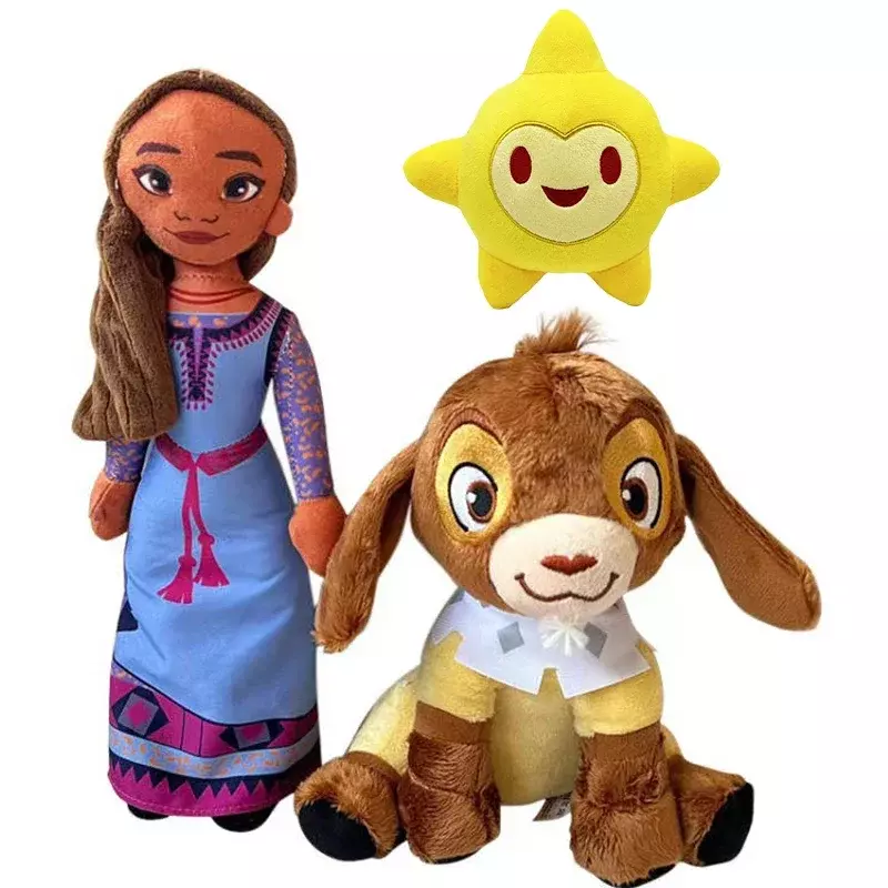 Disney Wish Asha peluche bambola Cute Valentino Anime Doll Kawaii Princess Asha Statue Yellow Star Figure giocattoli per bambini regalo di compleanno