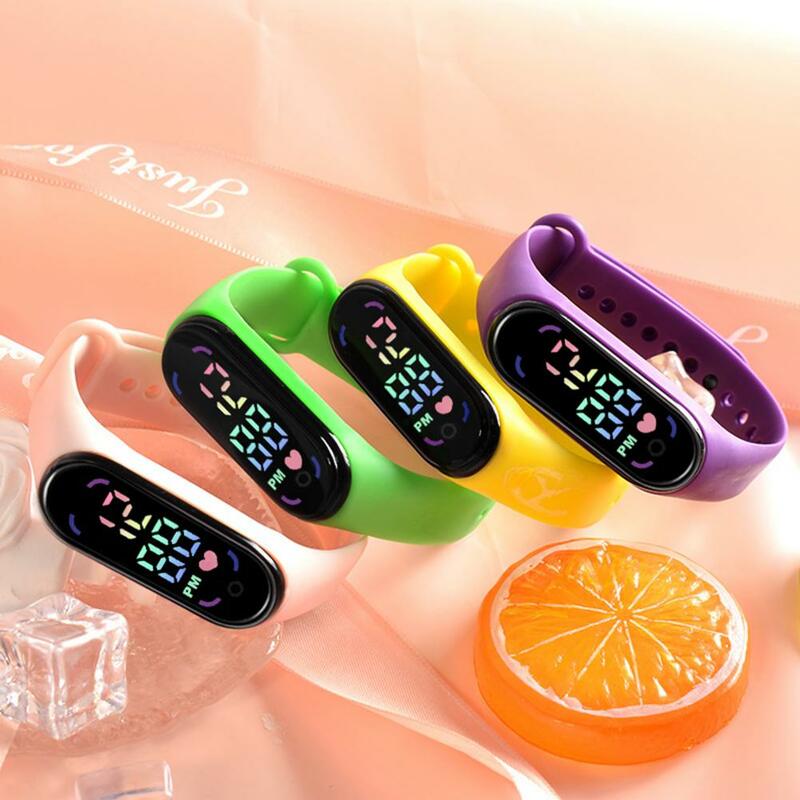 Student Children Electronic Watch Waterproof Sports Bracelet With LED Display Rounded Dial Adjustable Strap Digital Watch