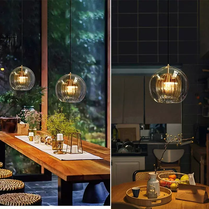 Скандинавская Люстра для ресторана, стеклянная лампа для кухни, бара, офиса, кофейни, креативное прикроватное освещение для спальни, лестницы, подвесные светильники