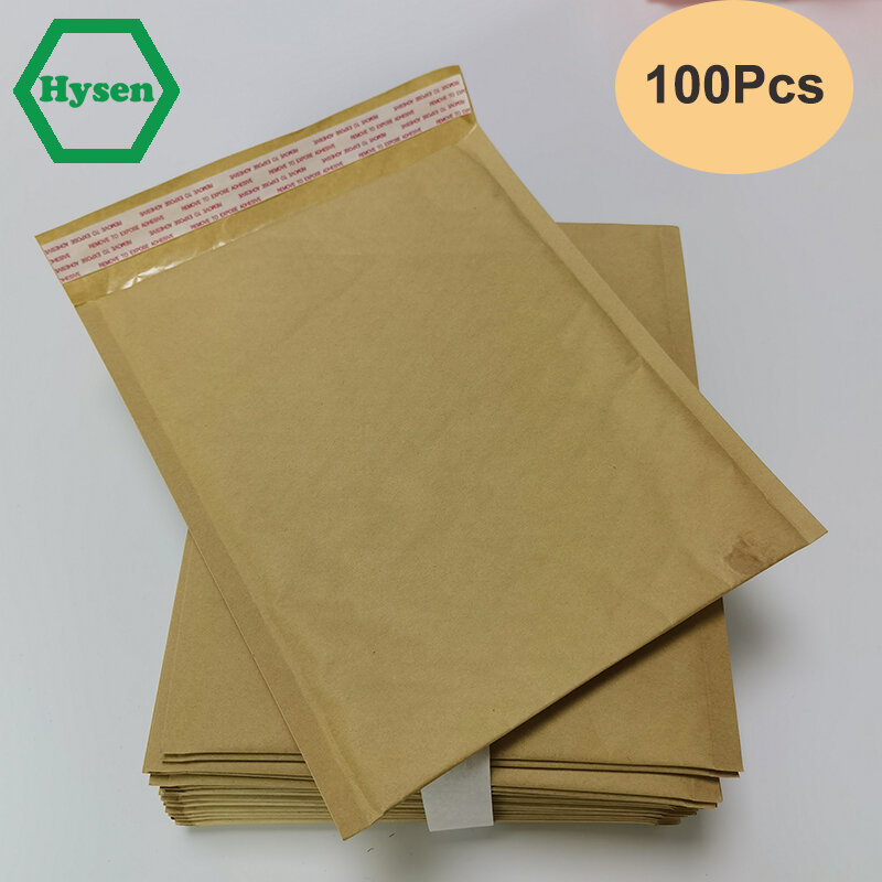 Hysen-sobre de burbujas para embalaje, bolsas de papel Kraft a prueba de golpes, acolchadas, envío por correo, 100 unidades