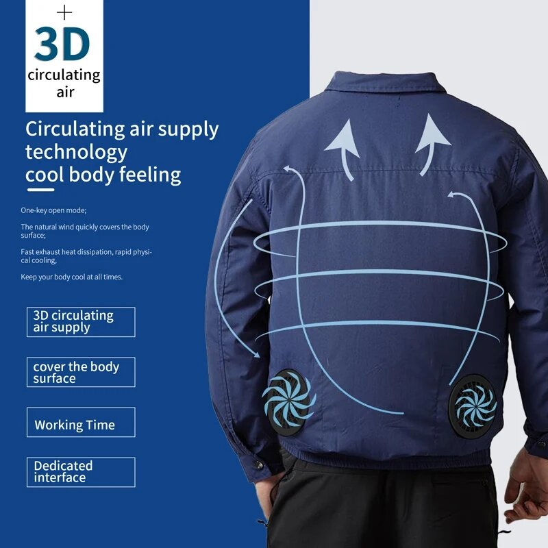 Fan Jacket de refrigeração exterior masculino, Ar condicionado USB, Casaco de proteção solar, Roupa do trabalhador da construção, Melhor verão