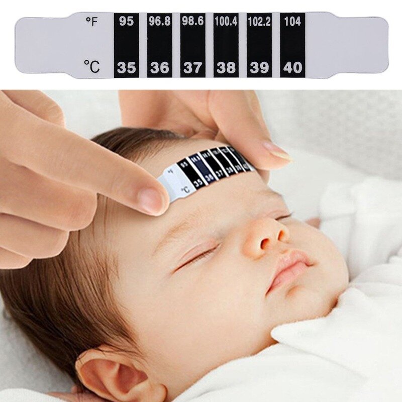 Termómetro para la frente y la cabeza para Bebé y Niño, medidor de temperatura, tiras adhesivas, herramienta de medición