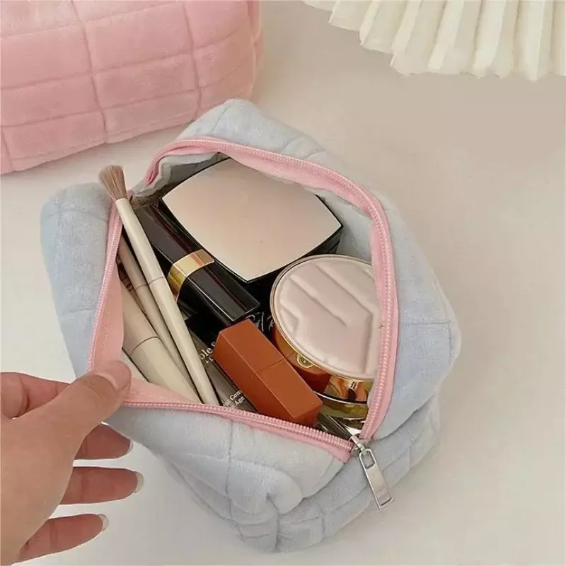Tas penyimpanan mewah wanita kapasitas besar tas Makeup tempat pensil tas penyimpanan siswa lucu Organizer tas kosmetik multifungsi lembut
