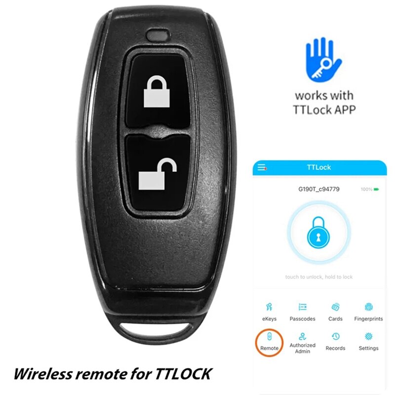 TTLOCK 스마트 문짝 잠금용 무선 리모컨 블루투스 열쇠 고리, 스마트 장치, 내구성 있는 Ttlock 앱으로 작동, 2.4Ghz