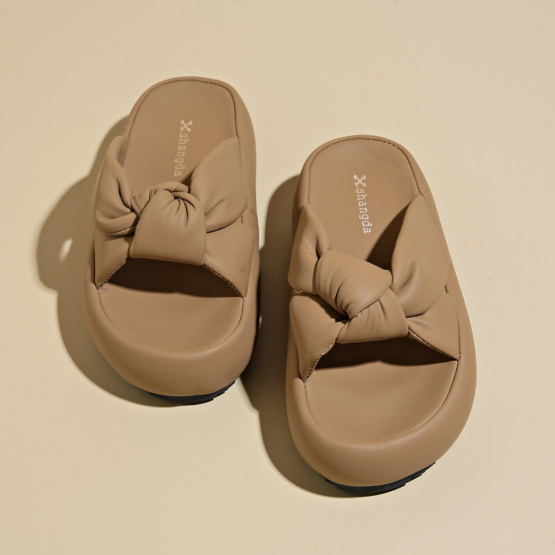 Zapatillas de suela gruesa para mujer, zapatos de playa para ocio al aire libre, ligeros y cómodos para el hogar, verano, 2024