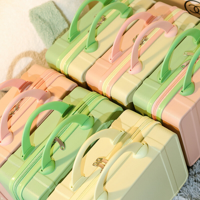 마카롱 레트로 화장품 케이스, 미니 만화 가방, 귀여운 그물, 빨간 가방, 수하물, 14 인치, 15x22x31cm