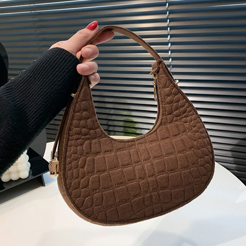 Bolso de hombro de fieltro para mujer, bolsa de sillín con textura a la moda, de tela suave sin forro, con diseño de nicho, 2023