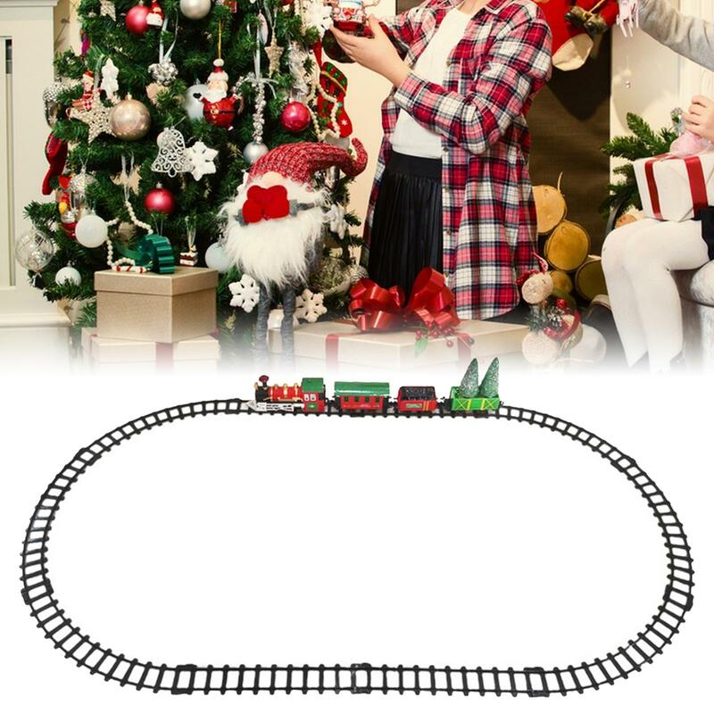 Ensemble de voie ferrée électrique pour tout-petits, jouets de puzzle, train de Noël, cadeaux de vacances, filles, garçons
