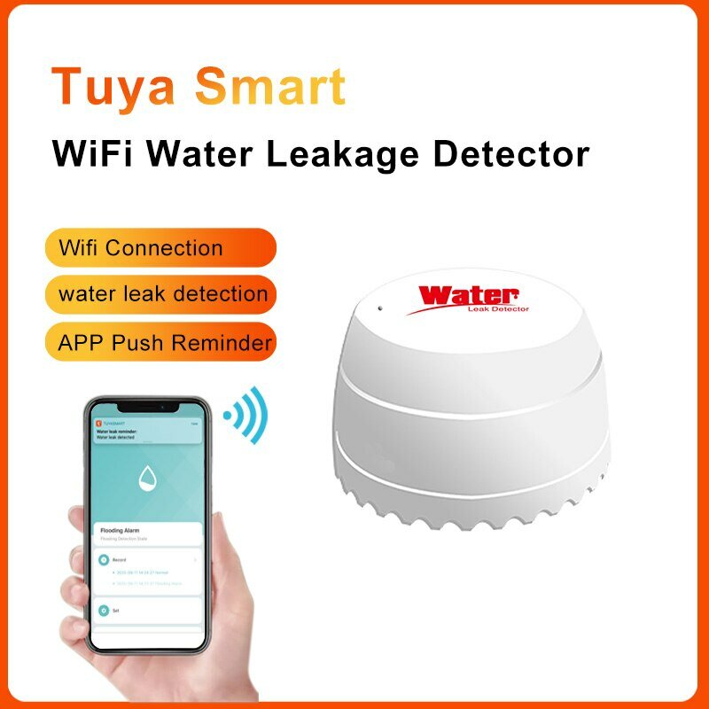 Detector de fugas de agua con WiFi, Sensor de inundación, aplicación Smart Life, monitoreo remoto, alerta de inundación, seguridad de desbordamiento, TY015