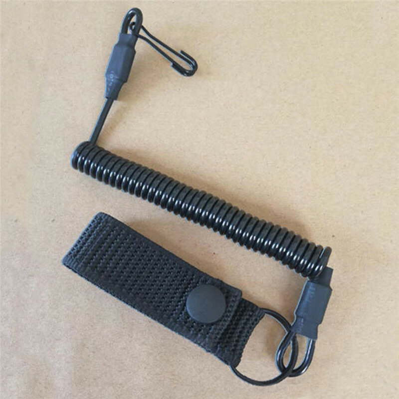 Corda elastica per cordino corda tattica Anti-perso per pistola con cinturino di sicurezza a molla militare per la caccia con torcia a catena con portachiavi