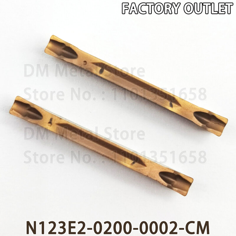 10 Stück N123E2-0200-0002-CM 2 mm N123E2 Hartmetallklinge Stecheinsätze Werkzeuge zum Schlitzen von Wendeschneidplatten CNC-Metalldrehmaschine Drehschneidwerkzeuge