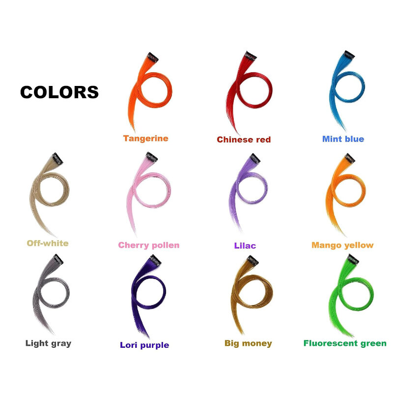 Mode warna rambut gantung pewarna telinga ekstensi rambut strip warna Satu klip ekstensi rambut panjang untuk penggunaan sehari-hari wanita
