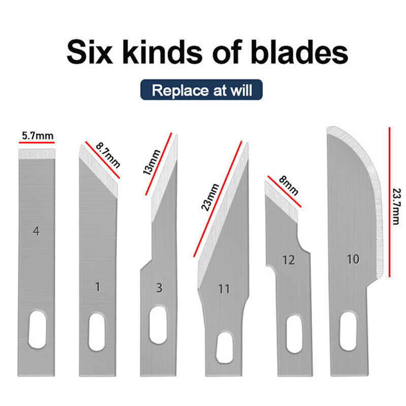 7 szt. Nóż do rzeźbienia i zestaw długopisów metalowe narzędzia do skalpel zestaw noży noże grawerskie ostrza PCB DIY narzędzie do napraw ręcznych