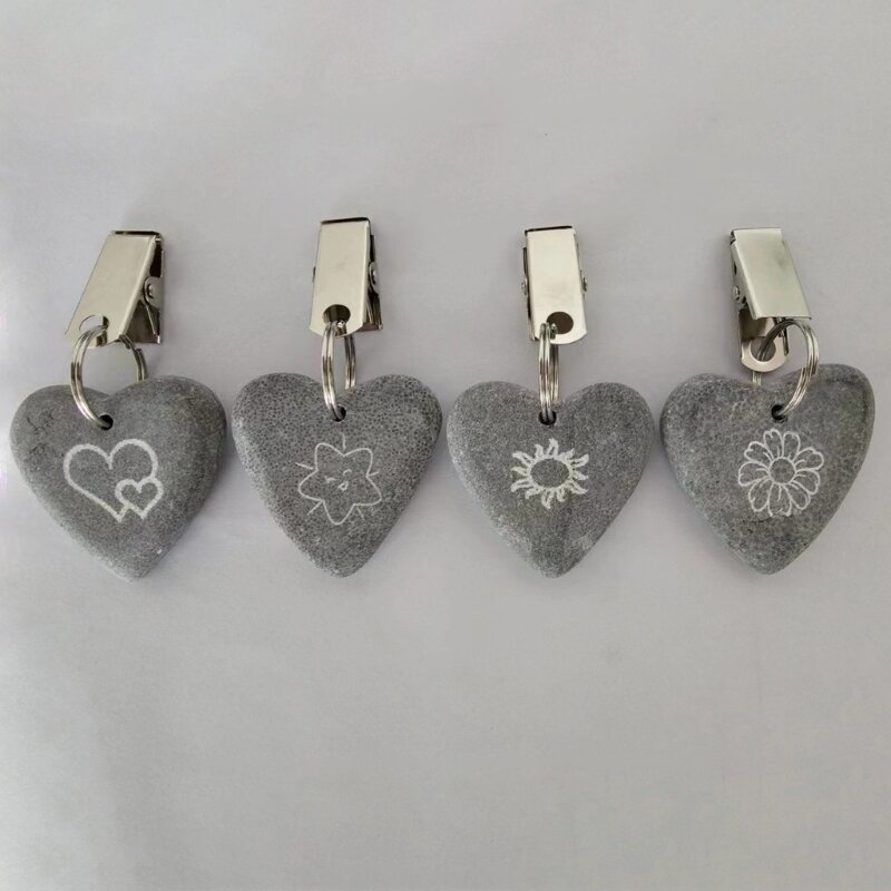 8 pezzi di pesi per tovaglia a forma di cuore in pietra di marmo supporto per Clip di fissaggio per decorazioni da Picnic in campeggio per feste in famiglia