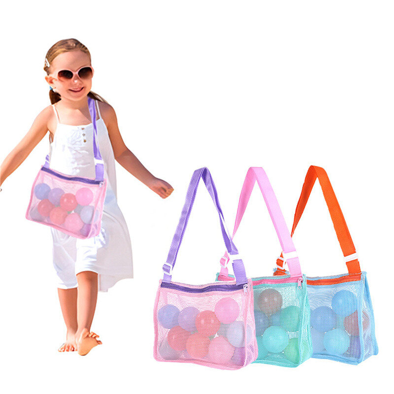 Beach Toy Mesh Bag para crianças, Beach Toy, Seashell Bag, Pool Bag, Sand Toys, Acessórios de natação, Meninos e meninas