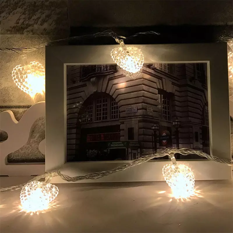 Cadena de luces LED con cuentas de amor para decoración de patio, lámparas de ambiente para tienda de campaña al aire libre, día de Navidad