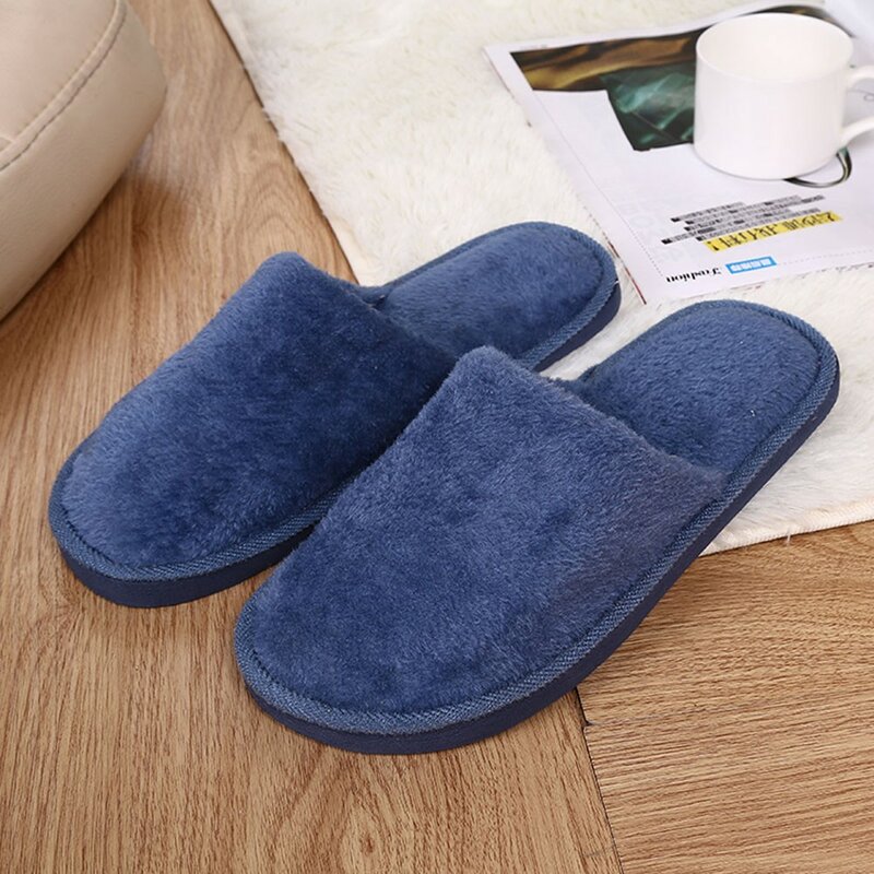Soft House Slippers for Man Flock Autumn Winter Plush Indoor Male Shoes Warm Home Slippers 2023 Non Slip Men's slipper