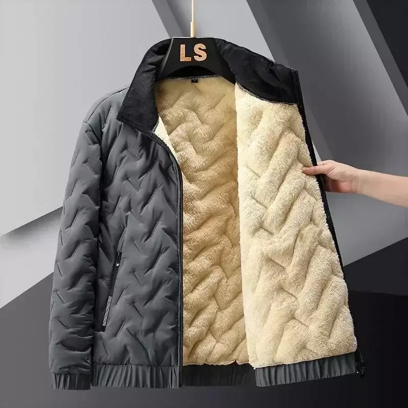 Chaqueta térmica forrada para hombre, abrigo grueso y cálido de lana con cuello vuelto, Parkas coreanas, ropa de abrigo para invierno, novedad de 2023