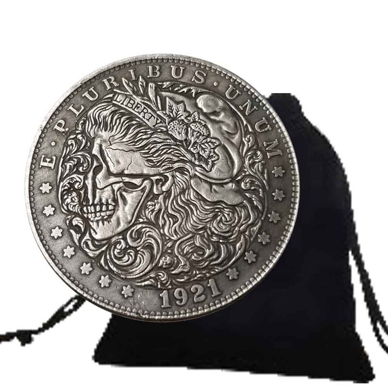 เหรียญที่ระลึกศิลปะ3D มอร์แกนประวัติศาสตร์สุดหรูกระเป๋าตลกเหรียญโรแมนติกที่ระลึก + ถุงซานตา