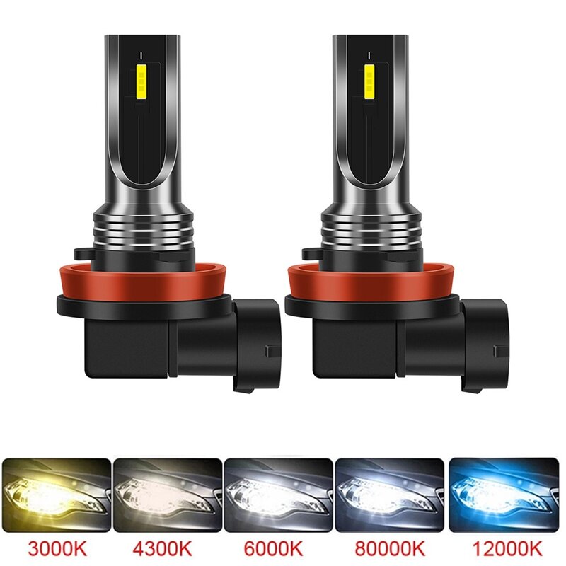 Mini CSP LED Canbus farol do carro, lâmpada de nevoeiro, lâmpadas 6SMD, sinais de giro automático, 16000LM, 2pcs