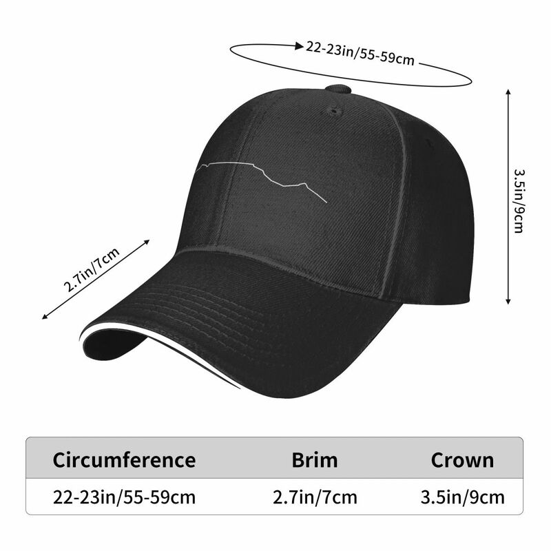 New Table Mountain, South Africa - Black and white minimalistic and modern line drawing Baseball Cap tea hats Men Hats Women's