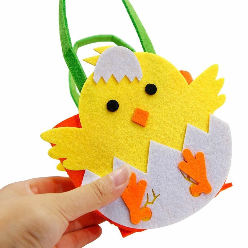 Non-Woven Fabric Easter Non-Woven Fabric Handbag Rabbit Storage Bucket Easter Cartoon Handbag Chick Colorful Children Craft Toy