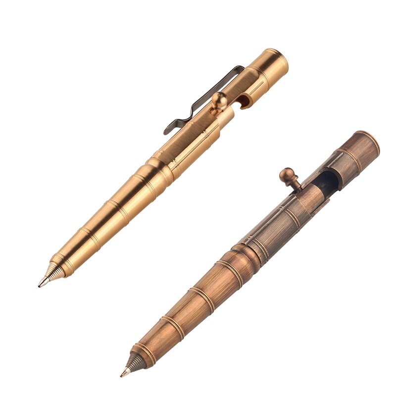 Solid Brass Bolt Action Pen With Tungsten Stainless Steel Clip Bamboo Node For Business Office EDC Pocket Color
