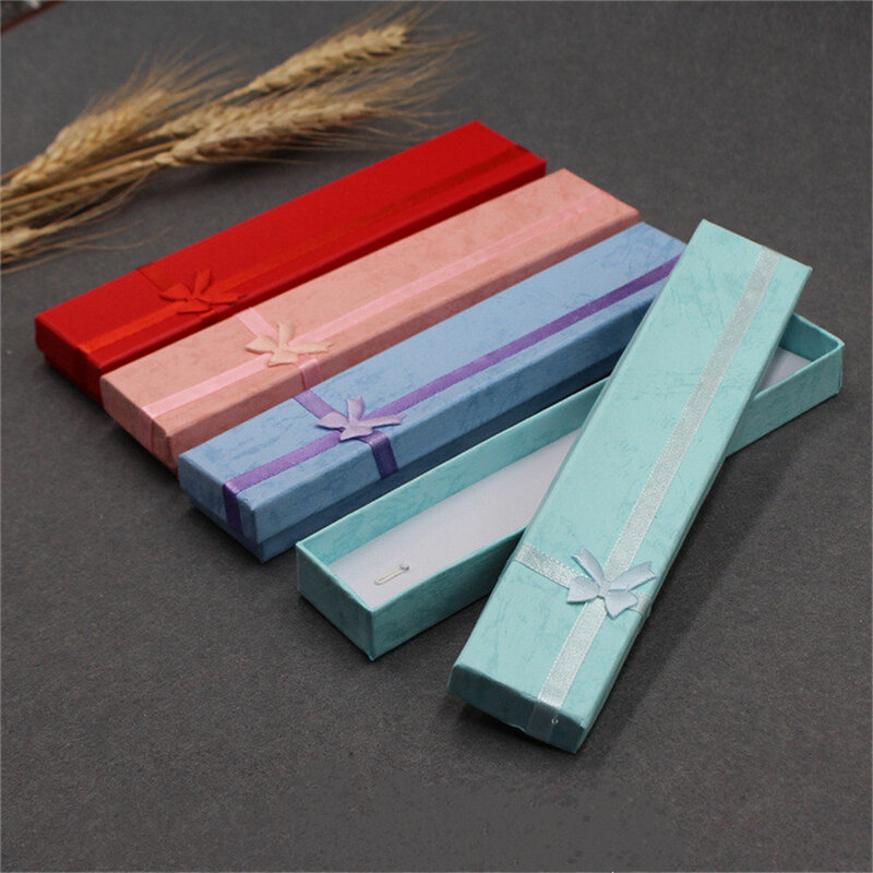 Collana di gioielli lunghi scatola di braccialetti contenitore di immagazzinaggio scatola di gioielli confezione regalo Bowknot Display custodia di carta organizzatore all'ingrosso