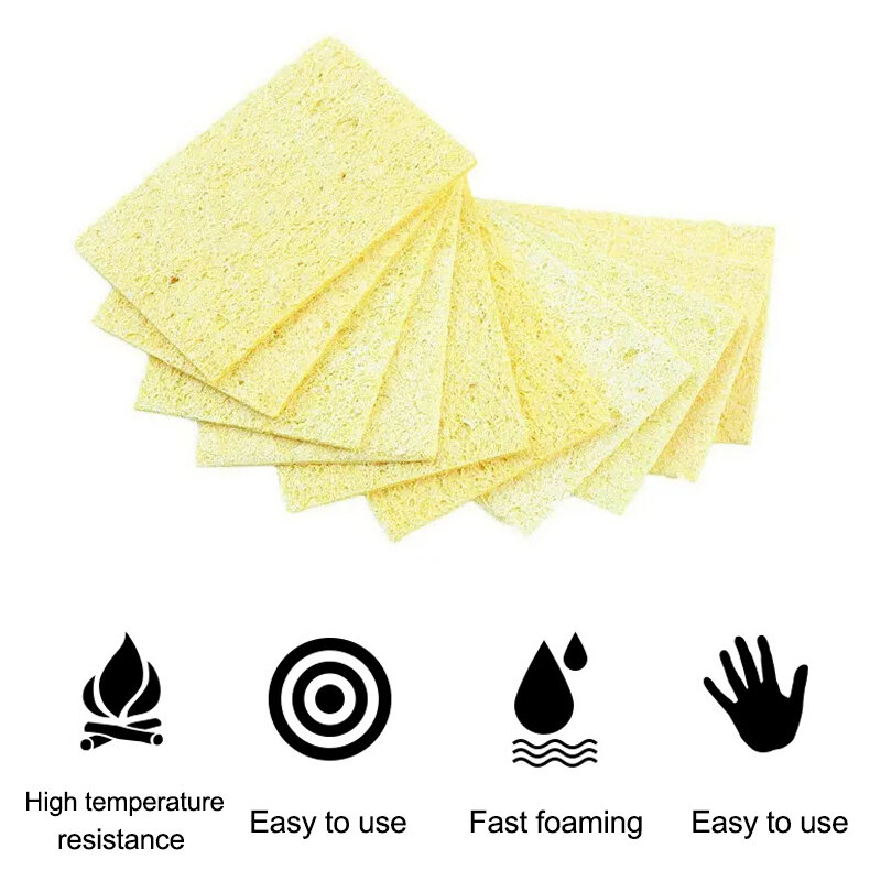 Detergente per spugna per pulizia gialla da 100 pezzi per saldatura elettrica resistente saldatore per saldatore spugna per pulizia tamponi puliti